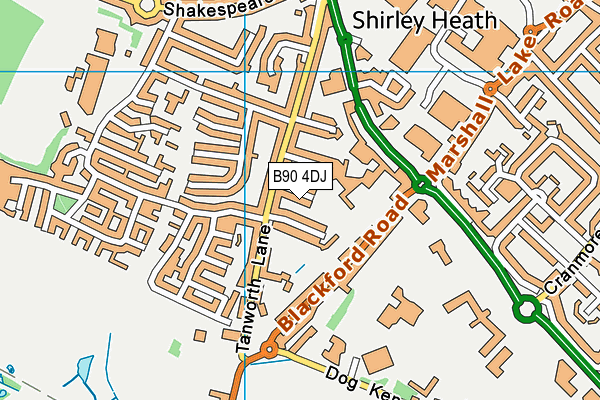 B90 4DJ map - OS VectorMap District (Ordnance Survey)