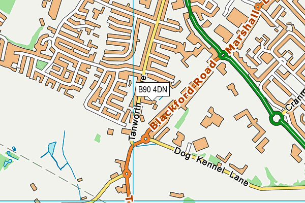 B90 4DN map - OS VectorMap District (Ordnance Survey)