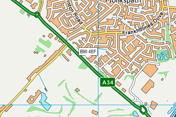B90 4EF map - OS VectorMap District (Ordnance Survey)