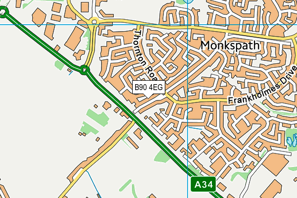 B90 4EG map - OS VectorMap District (Ordnance Survey)