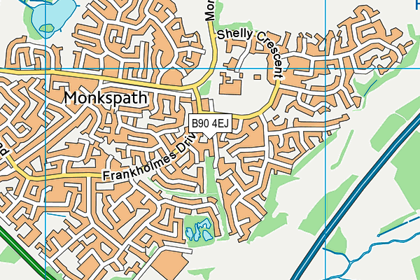 B90 4EJ map - OS VectorMap District (Ordnance Survey)