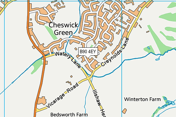 B90 4EY map - OS VectorMap District (Ordnance Survey)