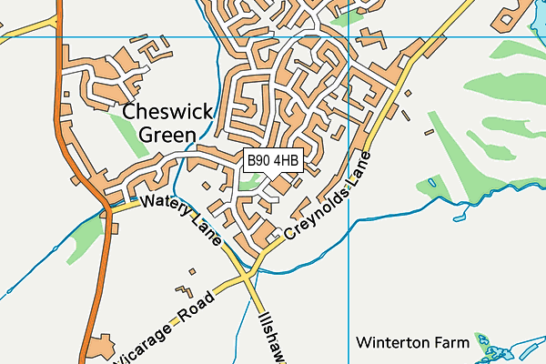 B90 4HB map - OS VectorMap District (Ordnance Survey)