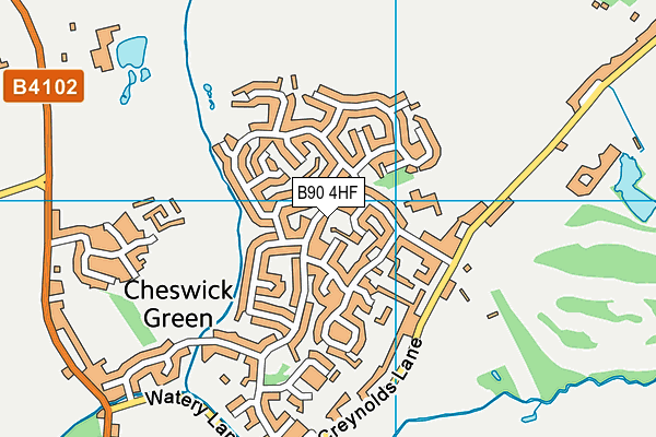 B90 4HF map - OS VectorMap District (Ordnance Survey)