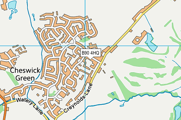 B90 4HQ map - OS VectorMap District (Ordnance Survey)