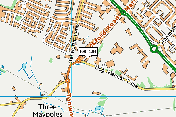 B90 4JH map - OS VectorMap District (Ordnance Survey)