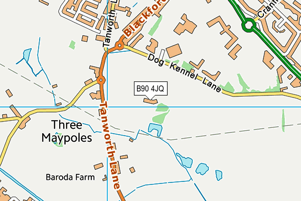 B90 4JQ map - OS VectorMap District (Ordnance Survey)