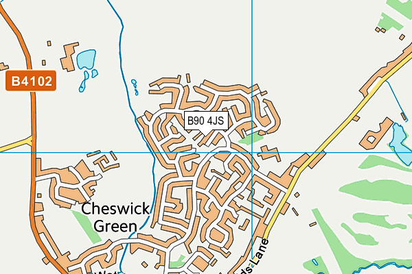 B90 4JS map - OS VectorMap District (Ordnance Survey)