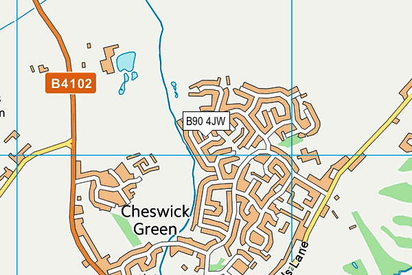 B90 4JW map - OS VectorMap District (Ordnance Survey)