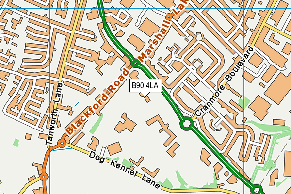 B90 4LA map - OS VectorMap District (Ordnance Survey)