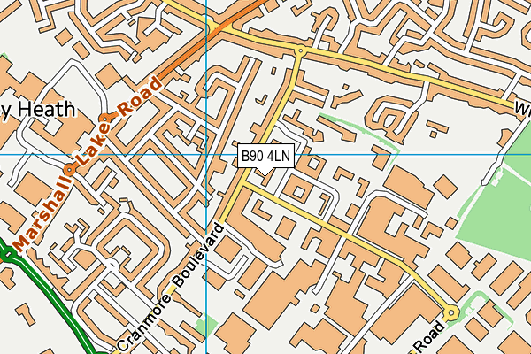 B90 4LN map - OS VectorMap District (Ordnance Survey)