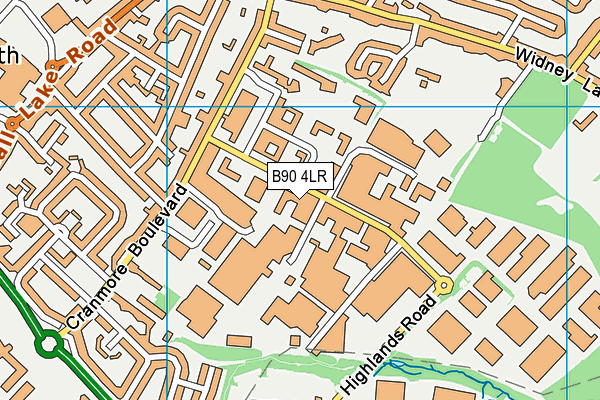 B90 4LR map - OS VectorMap District (Ordnance Survey)