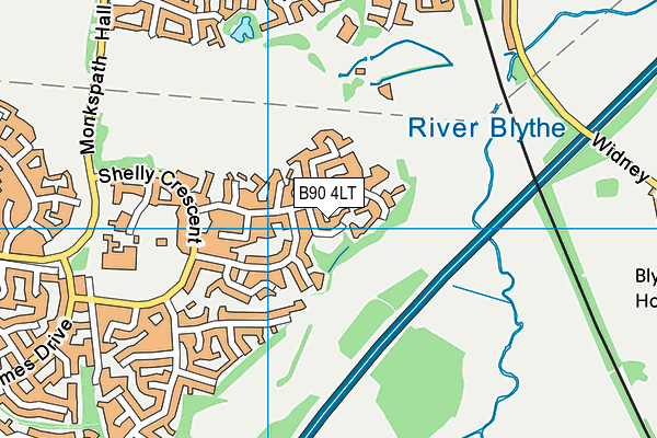 B90 4LT map - OS VectorMap District (Ordnance Survey)