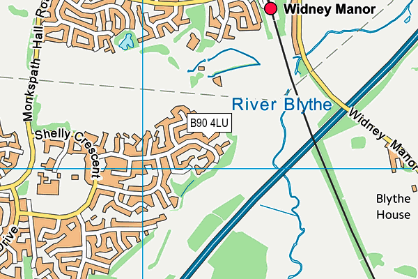 B90 4LU map - OS VectorMap District (Ordnance Survey)