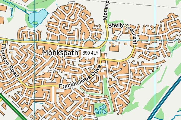 B90 4LY map - OS VectorMap District (Ordnance Survey)