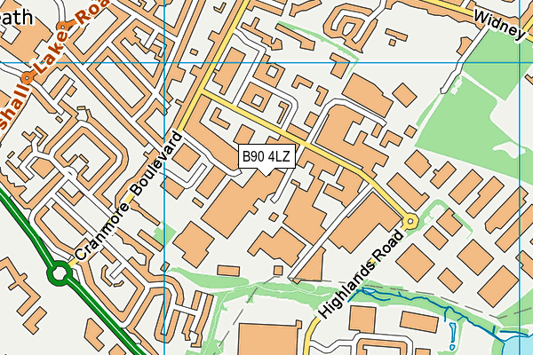 B90 4LZ map - OS VectorMap District (Ordnance Survey)