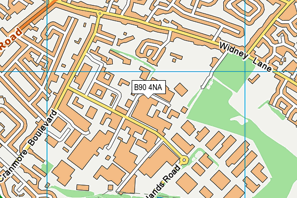 B90 4NA map - OS VectorMap District (Ordnance Survey)