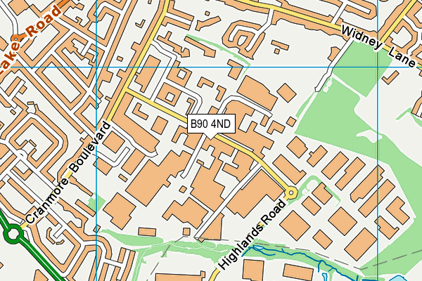 B90 4ND map - OS VectorMap District (Ordnance Survey)