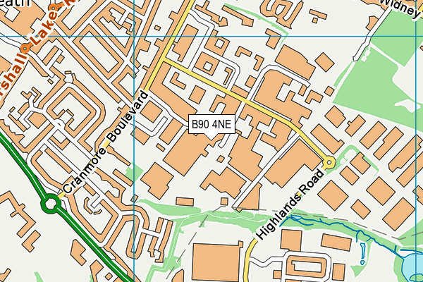 B90 4NE map - OS VectorMap District (Ordnance Survey)