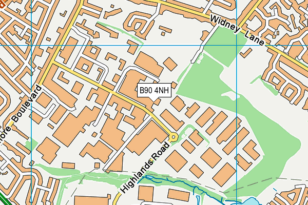 B90 4NH map - OS VectorMap District (Ordnance Survey)