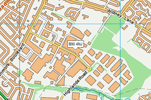 B90 4NJ map - OS VectorMap District (Ordnance Survey)