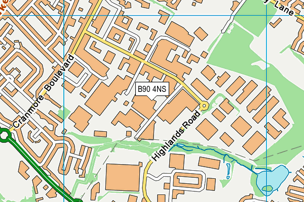 B90 4NS map - OS VectorMap District (Ordnance Survey)