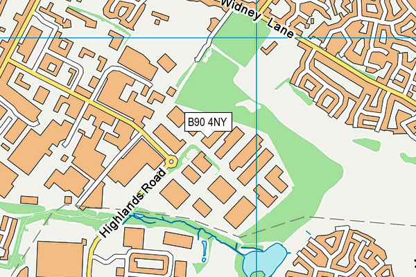 B90 4NY map - OS VectorMap District (Ordnance Survey)