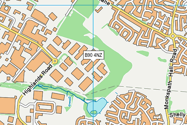 B90 4NZ map - OS VectorMap District (Ordnance Survey)