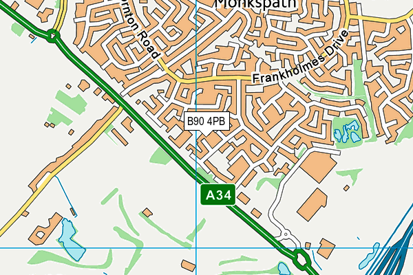 B90 4PB map - OS VectorMap District (Ordnance Survey)