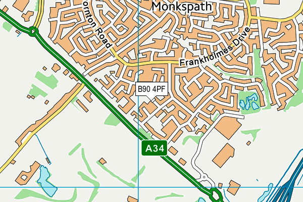 B90 4PF map - OS VectorMap District (Ordnance Survey)