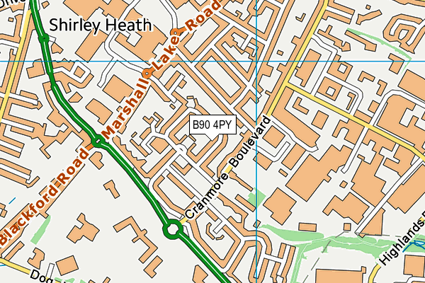 B90 4PY map - OS VectorMap District (Ordnance Survey)