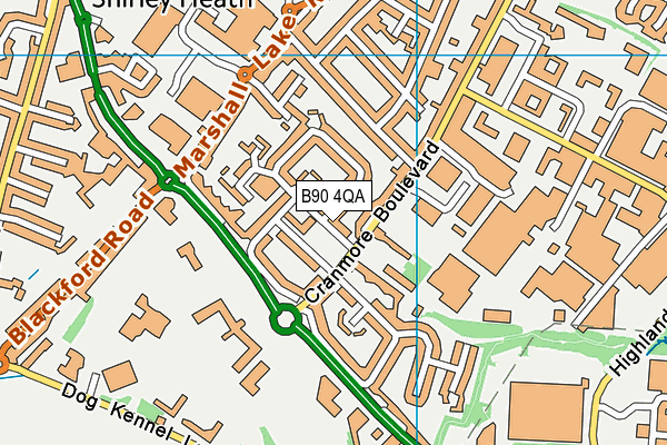 B90 4QA map - OS VectorMap District (Ordnance Survey)