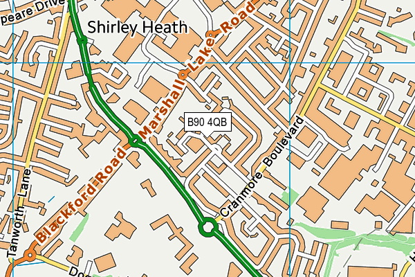 B90 4QB map - OS VectorMap District (Ordnance Survey)