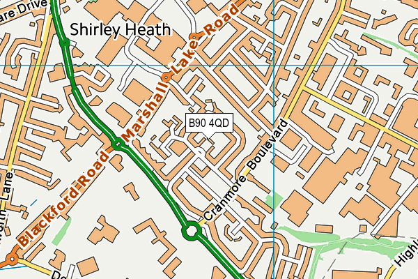 B90 4QD map - OS VectorMap District (Ordnance Survey)