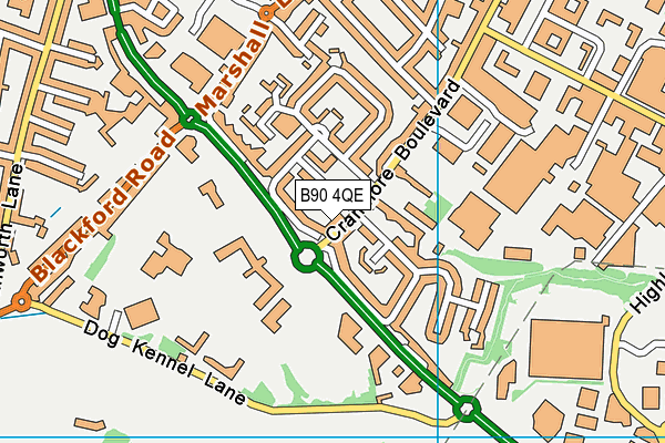B90 4QE map - OS VectorMap District (Ordnance Survey)