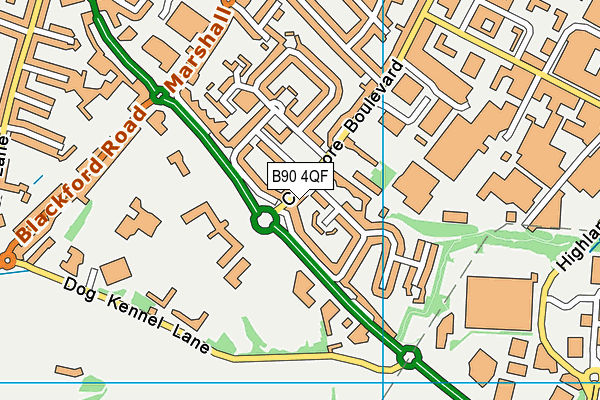 B90 4QF map - OS VectorMap District (Ordnance Survey)