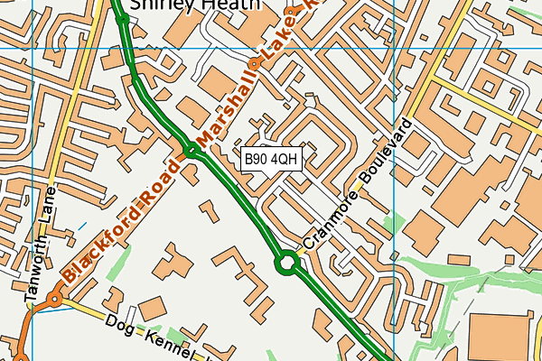 B90 4QH map - OS VectorMap District (Ordnance Survey)