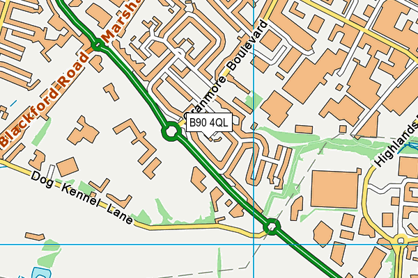 B90 4QL map - OS VectorMap District (Ordnance Survey)