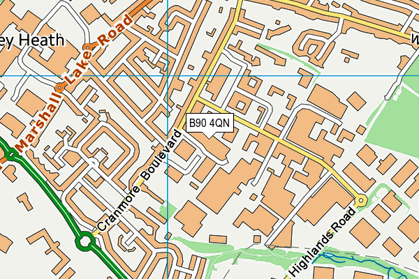 B90 4QN map - OS VectorMap District (Ordnance Survey)