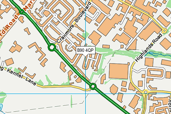 B90 4QP map - OS VectorMap District (Ordnance Survey)