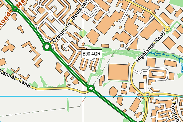 B90 4QR map - OS VectorMap District (Ordnance Survey)