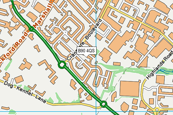 B90 4QS map - OS VectorMap District (Ordnance Survey)