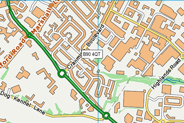 B90 4QT map - OS VectorMap District (Ordnance Survey)