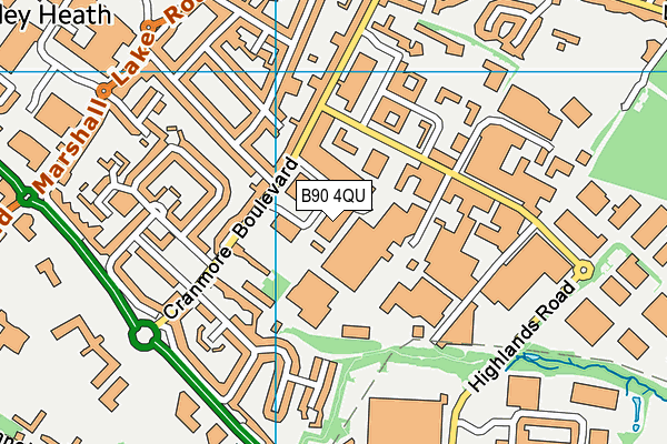 B90 4QU map - OS VectorMap District (Ordnance Survey)