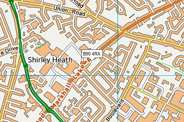 B90 4RA map - OS VectorMap District (Ordnance Survey)