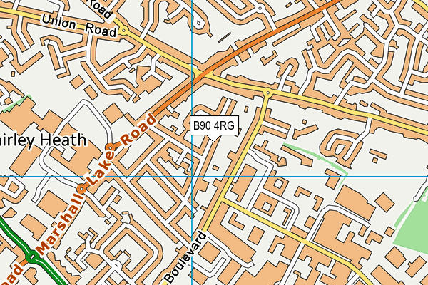 B90 4RG map - OS VectorMap District (Ordnance Survey)