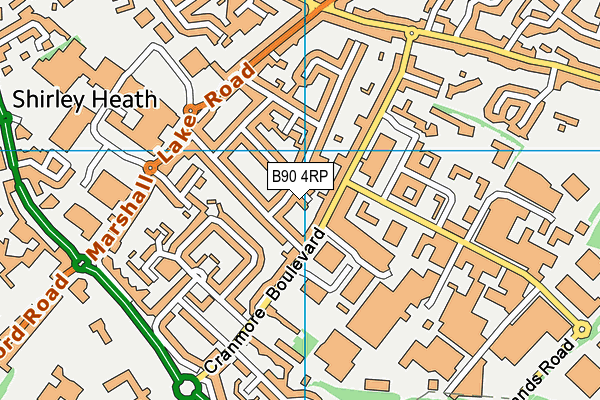 B90 4RP map - OS VectorMap District (Ordnance Survey)