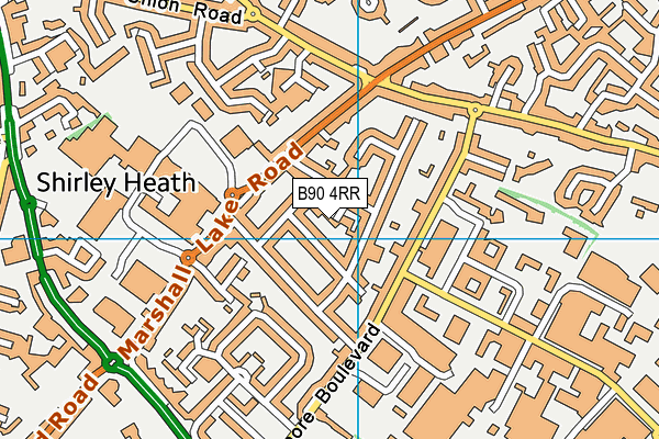 B90 4RR map - OS VectorMap District (Ordnance Survey)
