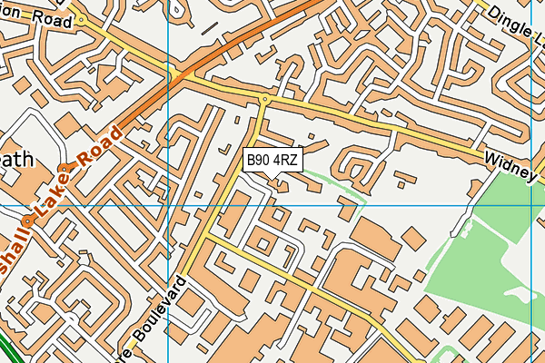 B90 4RZ map - OS VectorMap District (Ordnance Survey)