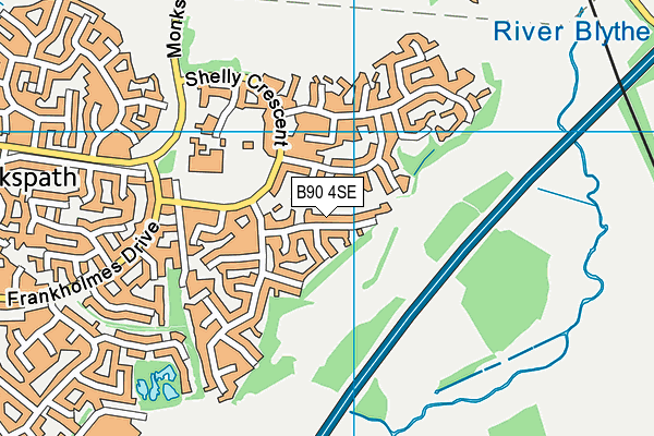 B90 4SE map - OS VectorMap District (Ordnance Survey)